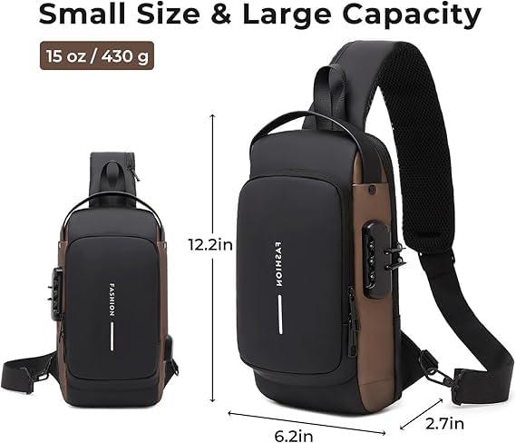 Quick Sling Bag for Men | Stylish Crossbody Backpack | Waterproof Polyester Slim Unisex Crossbody Chest Backpack | Leisure Travel Handbag | Anti-Theft Chest Bag With USB Charging Port