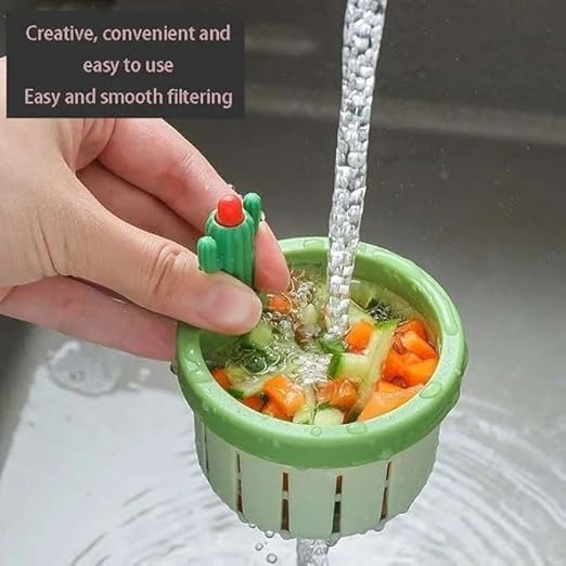 Cactus Kitchen Sink Drain Strainer with Press Automatic Dumping Basket, Multi-Functional Waste Collector, Cactus Sink Draining Filter Net, Home Use Lifting Basket