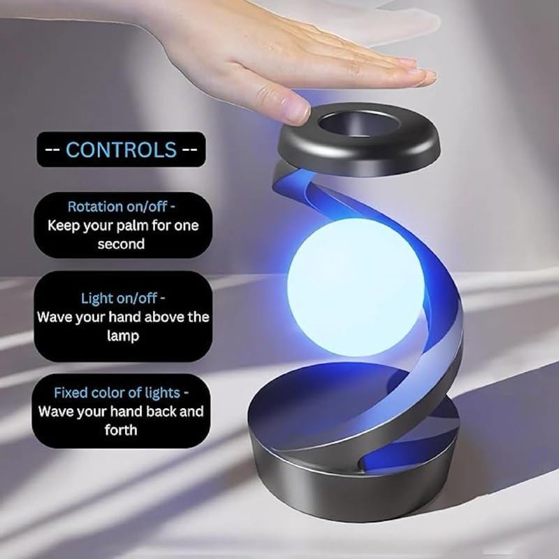 Spiral Rotating Desk Lamp | RGB Spiral Rotating Moon Lamp | Multicolor LED Levitating Night Light Modern Table Lamp | 3D Visual Levitation Ball 360° Spiral Rotating Desk Lamp