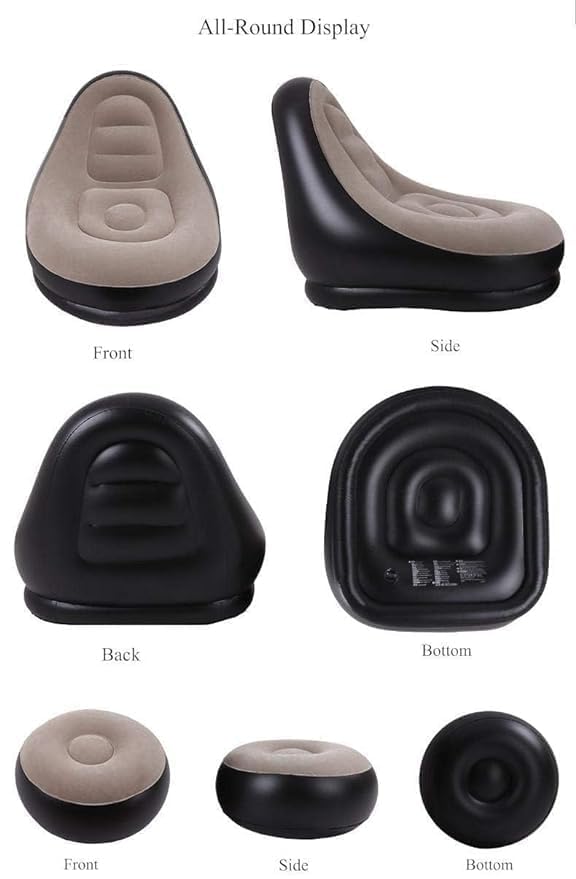 HI TOP 2-in-1 Inflatable Lounge Chair with Footstool & Electric Air Pump – Portable Sofa for Indoor & Outdoor Use
