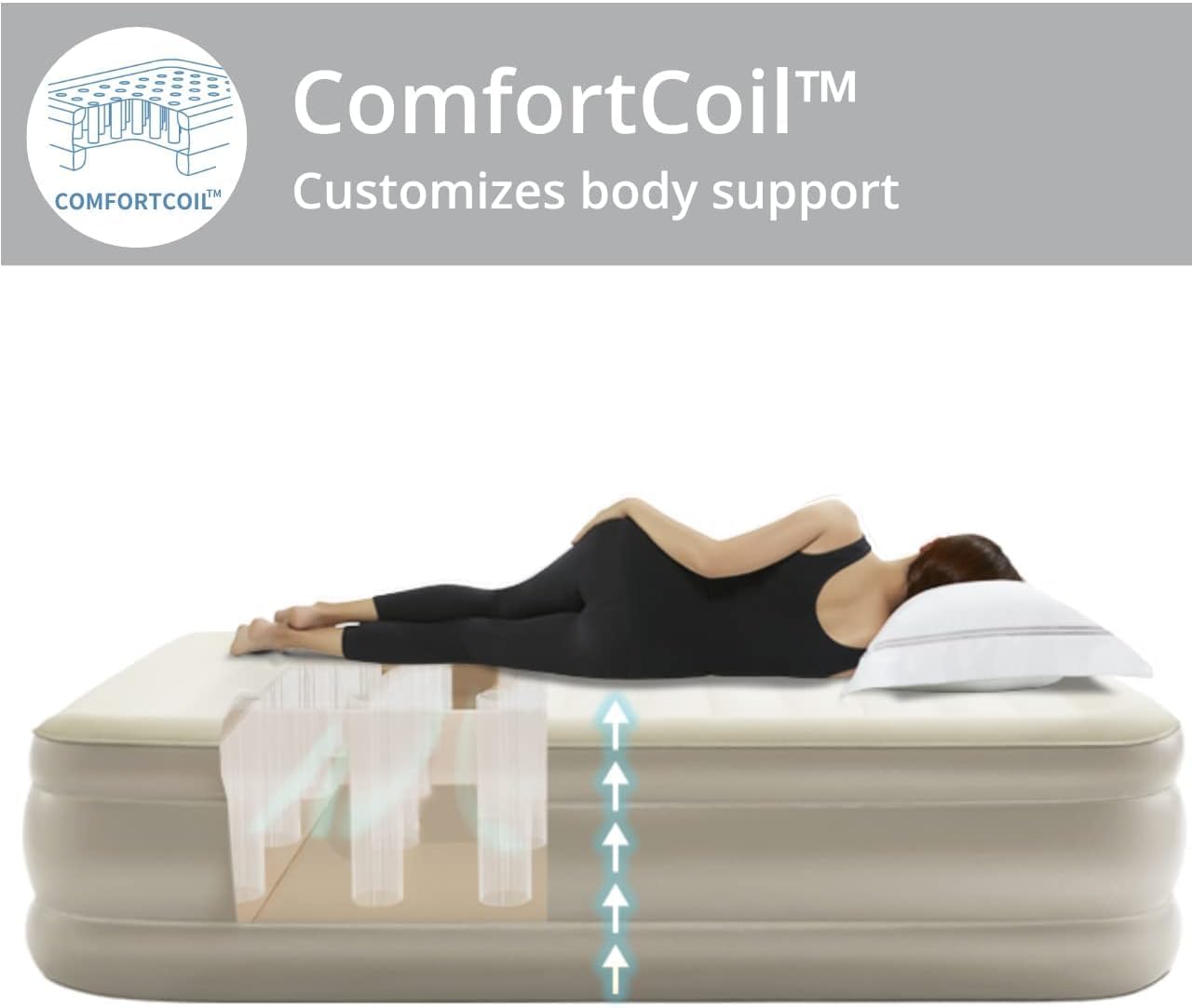 bellwo Single Air Bed, Inflatable Bed with Built-in Electric Pump, 3 Mins Quick Self-Inflation/Deflation Guest Air Mattress, Blow Up Bed for Home Portable Camping Travel