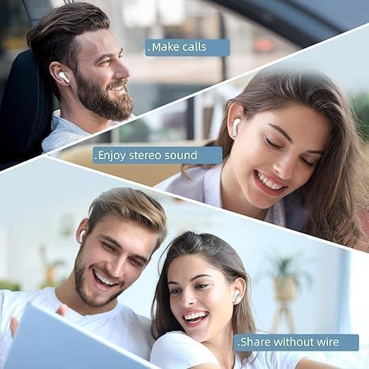 VARNIADRF Wireless Earbuds Bluetooth 5.1 TWS Earphones Full Touch Control Headphones Built-in Microphone Immersive Sound Quality Ensure Fast Stable & Connection Smart LED Headset Sports Bud (white)