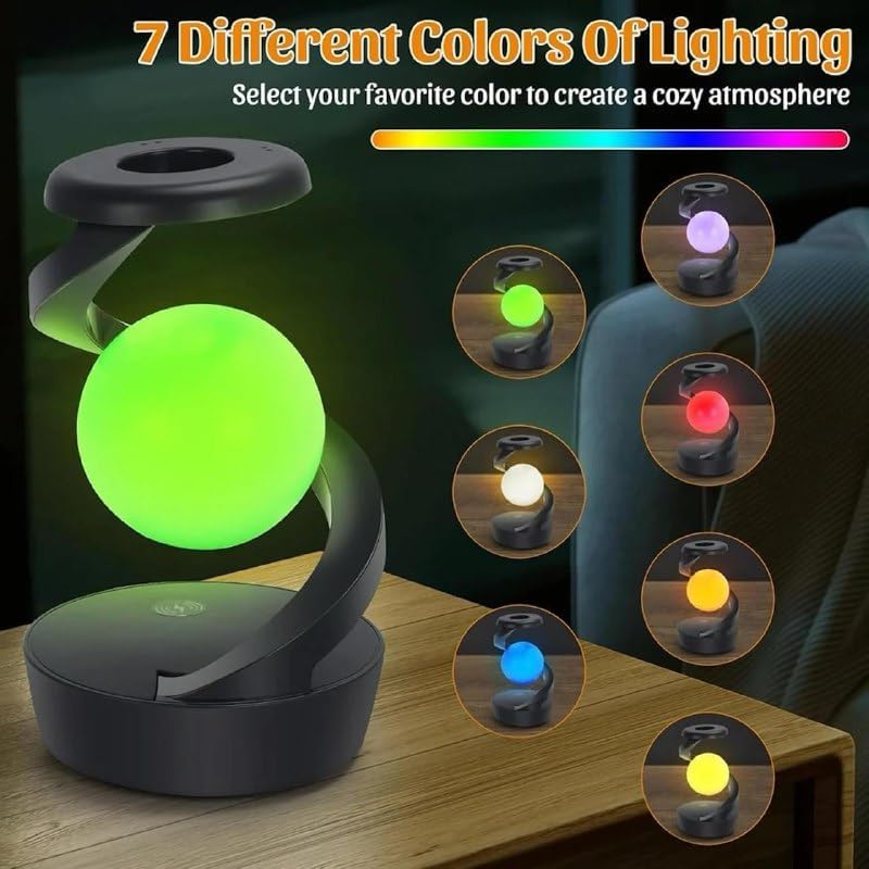 Spiral Rotating Desk Lamp | RGB Spiral Rotating Moon Lamp | Multicolor LED Levitating Night Light Modern Table Lamp | 3D Visual Levitation Ball 360° Spiral Rotating Desk Lamp
