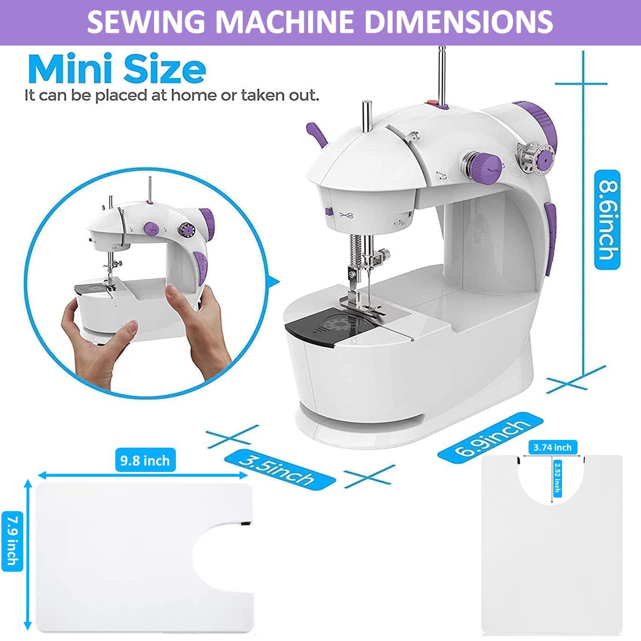 2025 Mini Sewing Machine Electric With Table Set I Stitching Machine For Home Tailoring With Foot Pedal, Adapter, Built-In Focus Light And Sewing Kit I Silai Machine (SM-1-Pink)