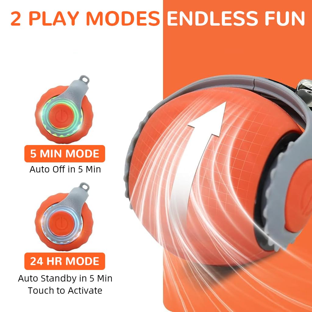 Electric Cat Ball Toy, Cat Teaser Ball Toy with 2 Speed Fun Speedy Chasing with Teasing Tail & Bell Charm Self Entertainment (USB Rechargeable)