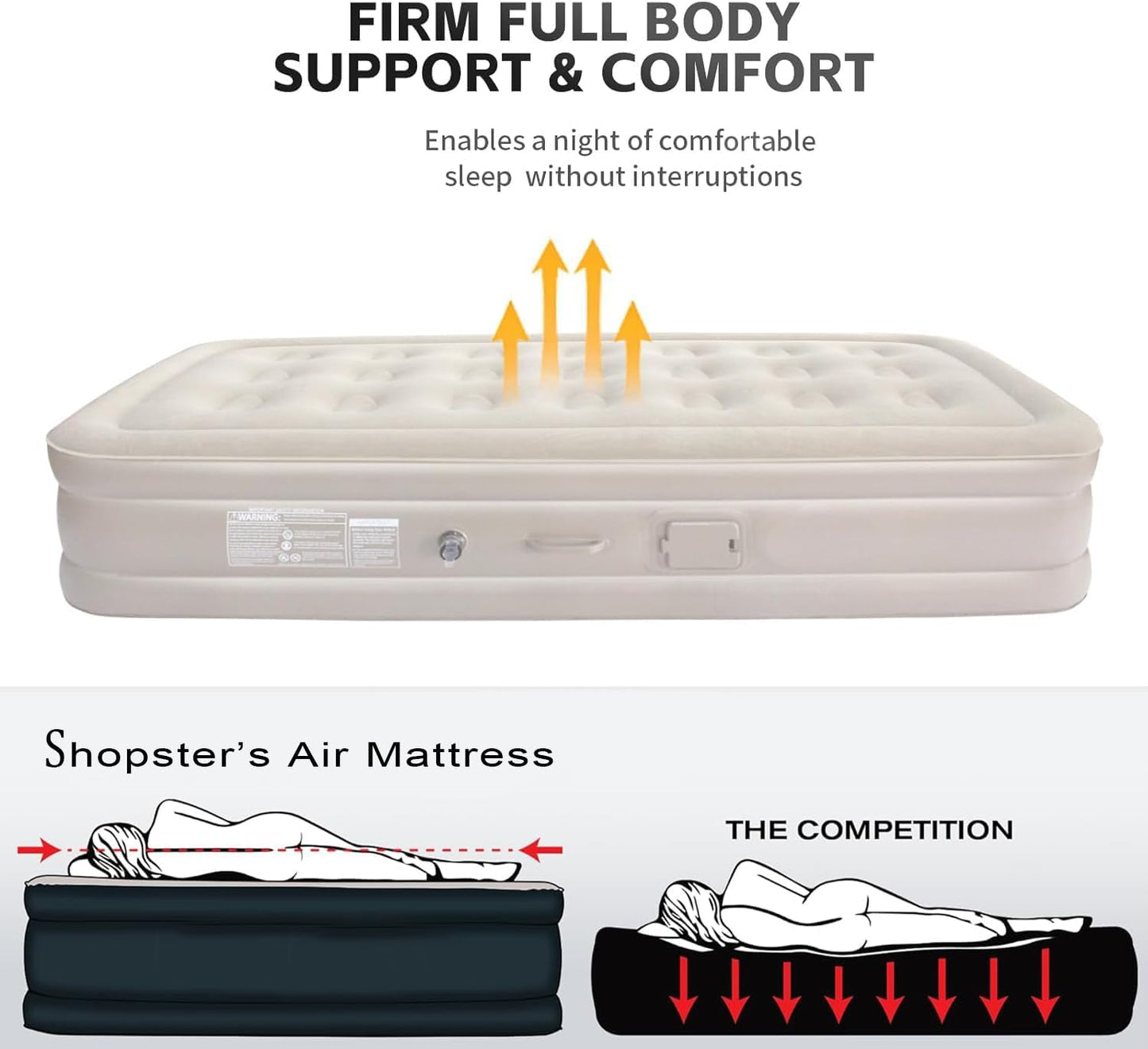 bellwo Single Air Bed, Inflatable Bed with Built-in Electric Pump, 3 Mins Quick Self-Inflation/Deflation Guest Air Mattress, Blow Up Bed for Home Portable Camping Travel