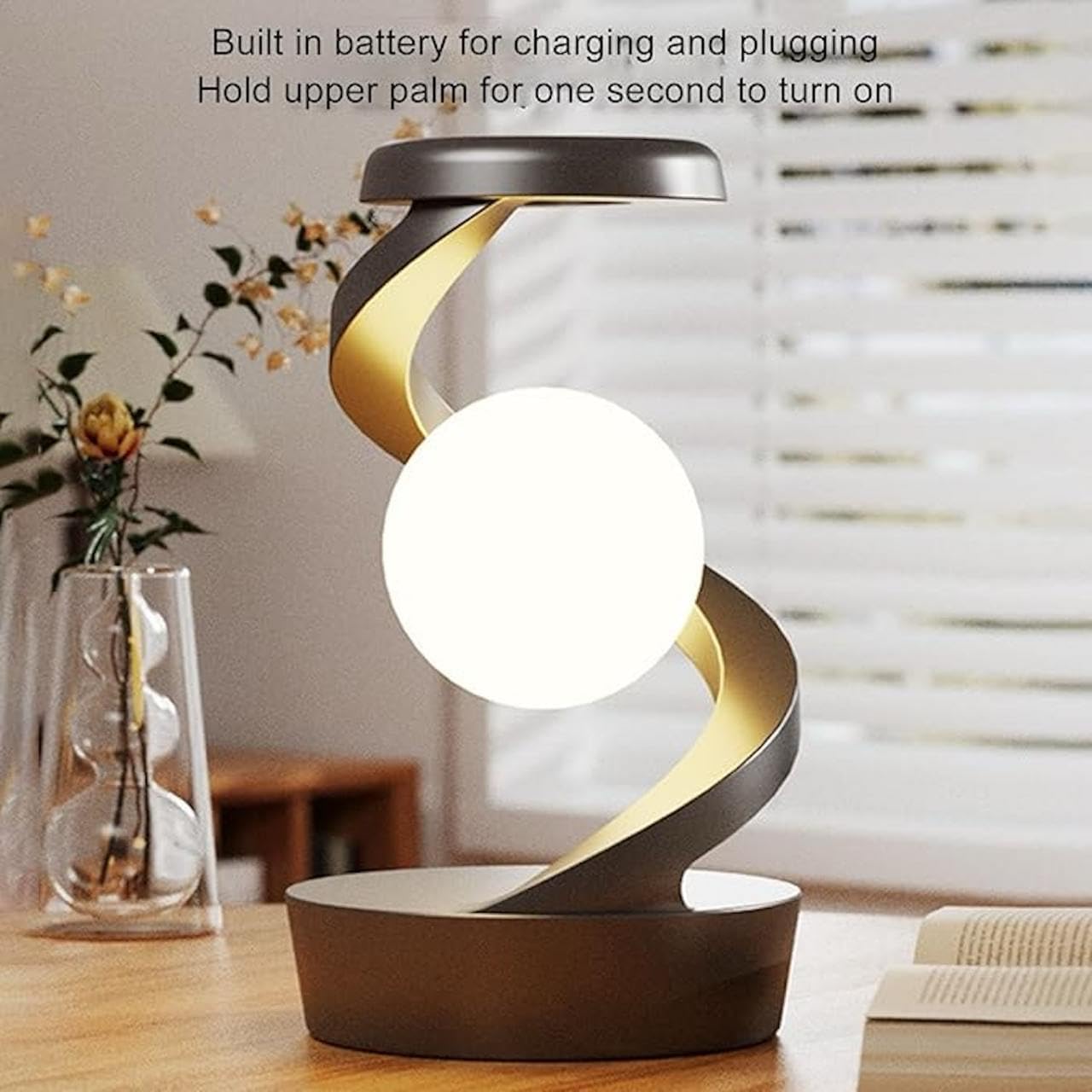 Spiral Rotating Desk Lamp | RGB Spiral Rotating Moon Lamp | Multicolor LED Levitating Night Light Modern Table Lamp | 3D Visual Levitation Ball 360° Spiral Rotating Desk Lamp