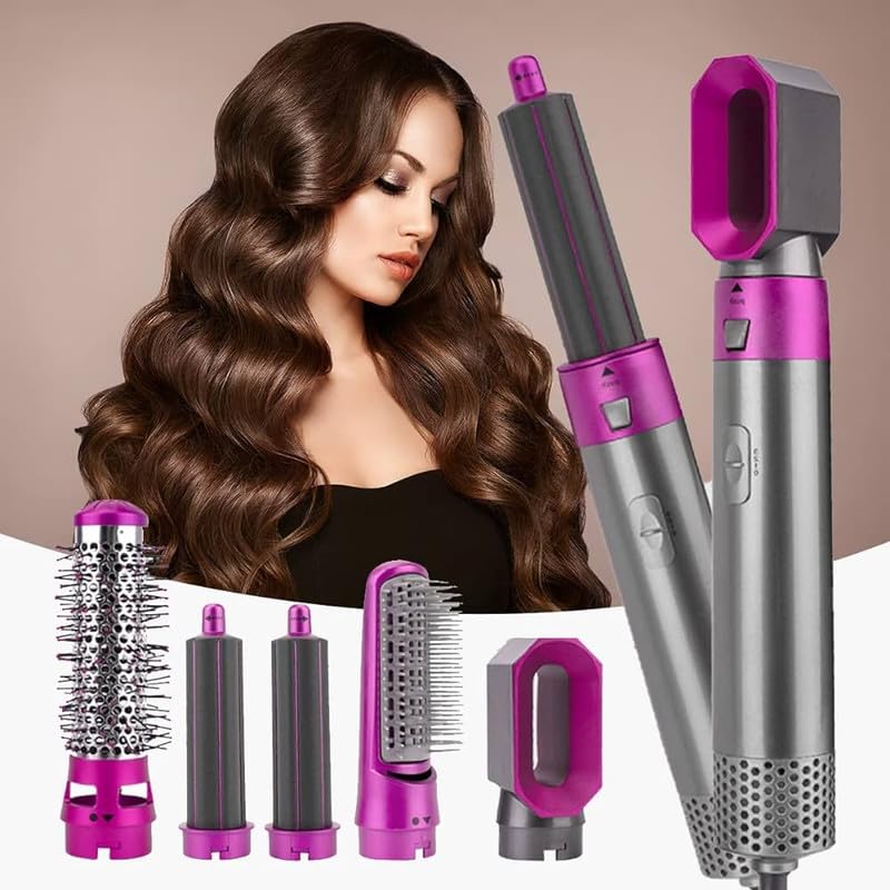 5 In 1 Hair Dryer Air Brush Styler and Voluzer Hair Straightener Curler Comb Negative Ion One Step Hair Dryer Brush CHK_58