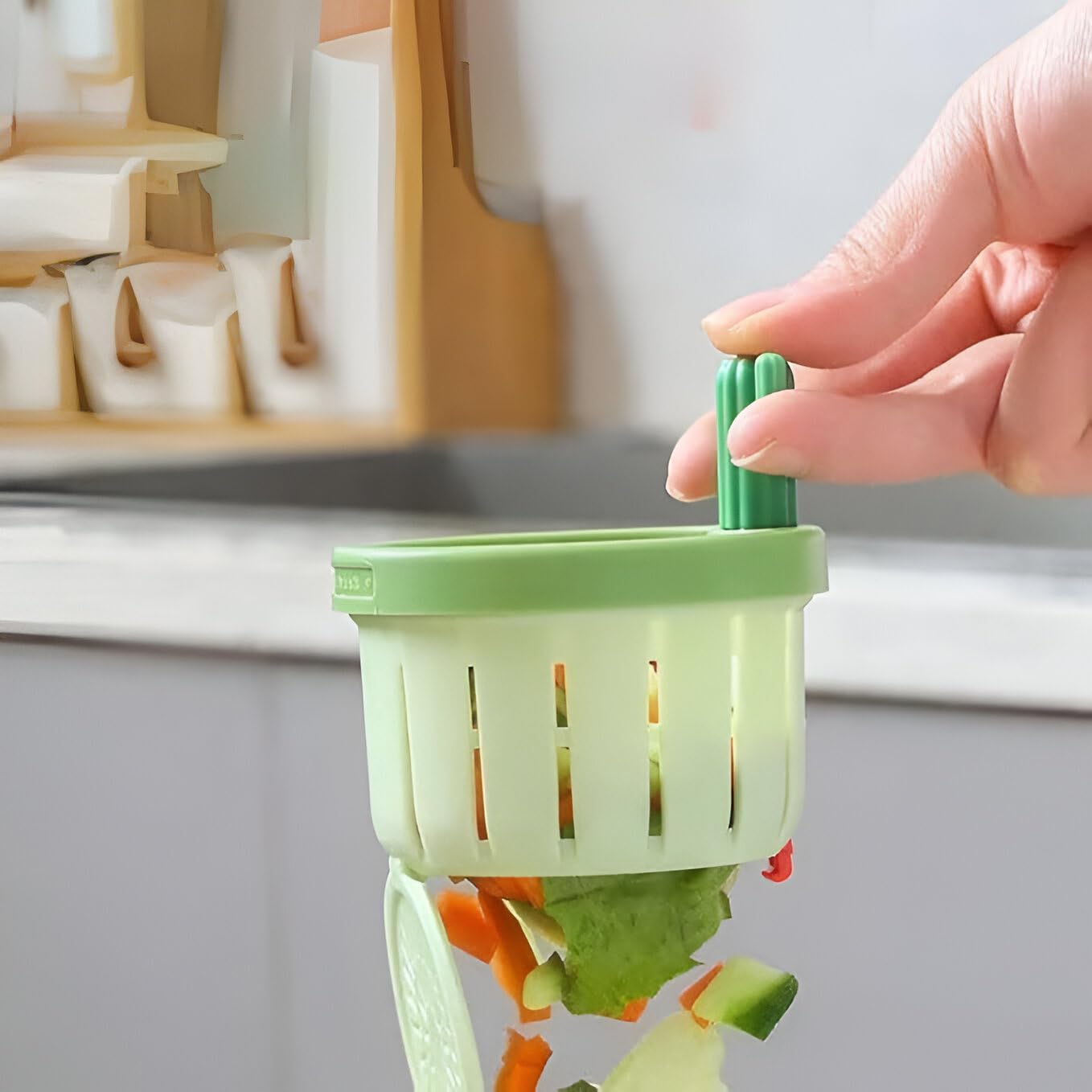 Cactus Kitchen Sink Drain Strainer with Press Automatic Dumping Basket, Multi-Functional Waste Collector, Cactus Sink Draining Filter Net, Home Use Lifting Basket