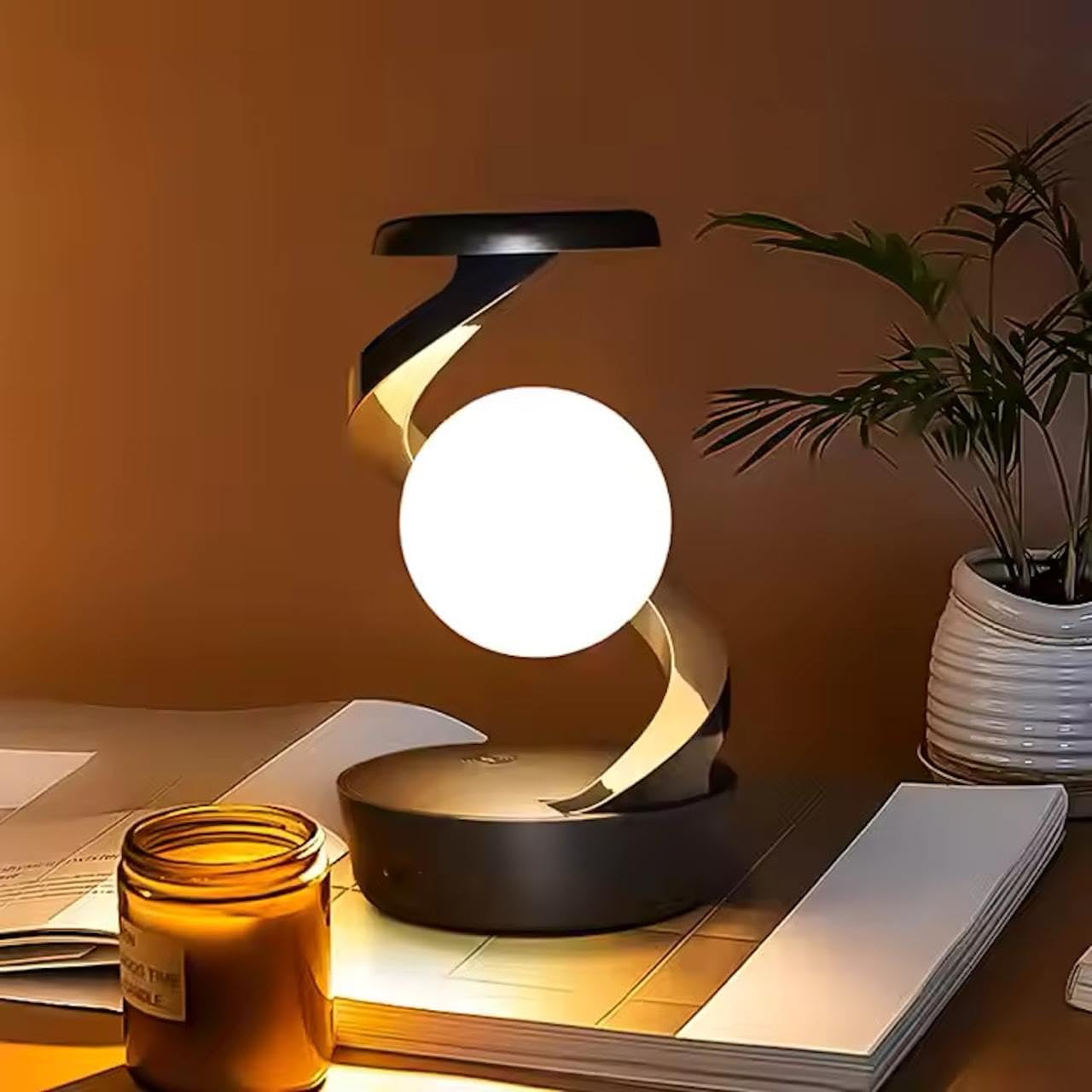 Spiral Rotating Desk Lamp | RGB Spiral Rotating Moon Lamp | Multicolor LED Levitating Night Light Modern Table Lamp | 3D Visual Levitation Ball 360° Spiral Rotating Desk Lamp