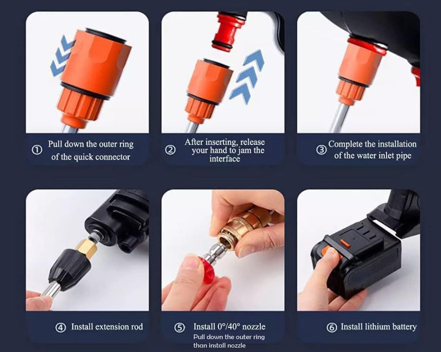smuk (Double_Battery) Cordless Portable Wireless Pressure Washer Gun 48V 12000mah High Pressure Water Gun for Car Wash Bike Washing 3In1 Car Duster Stickers|Heavy Drying Duty Vacuum Nozzle 5M