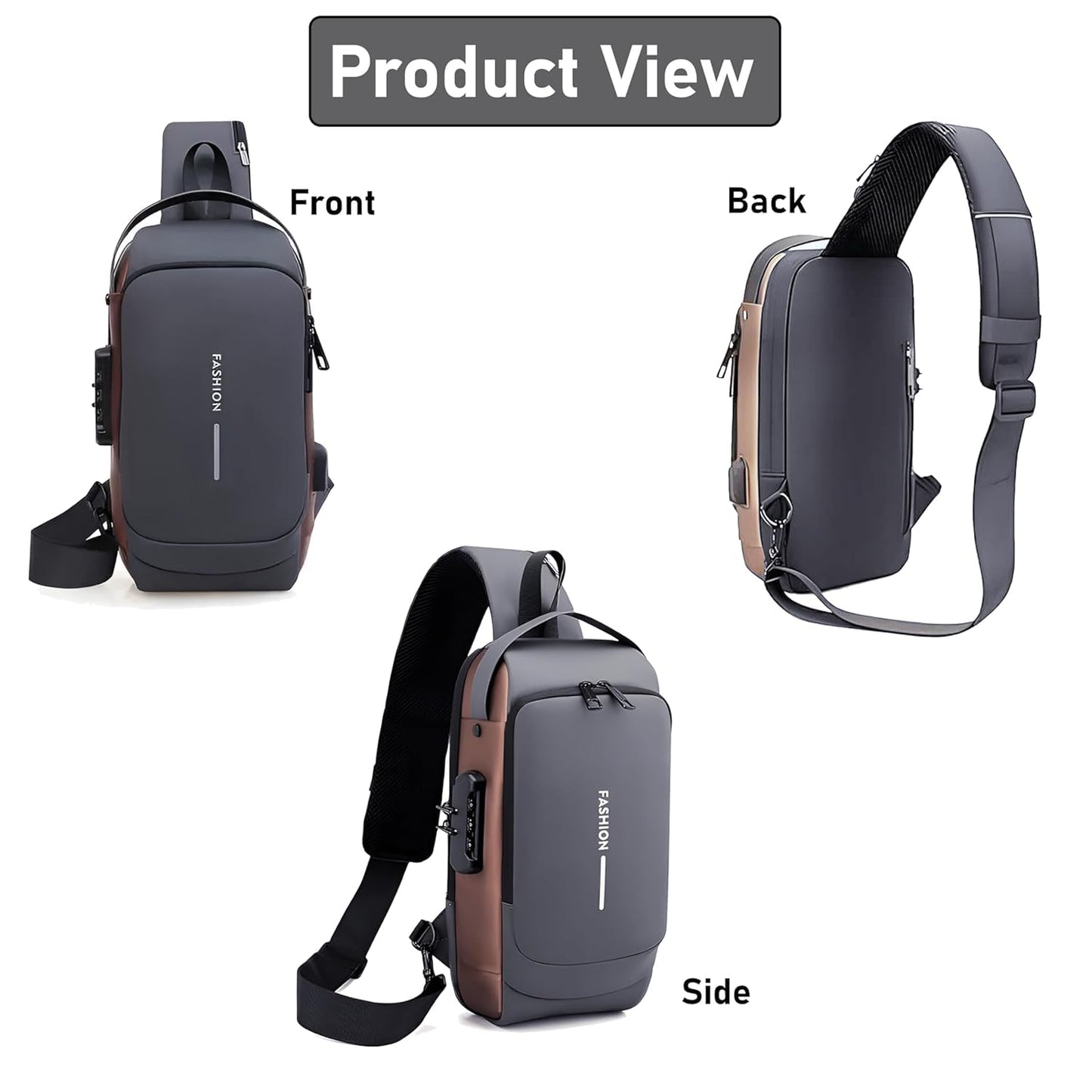 Quick Sling Bag for Men | Stylish Crossbody Backpack | Waterproof Polyester Slim Unisex Crossbody Chest Backpack | Leisure Travel Handbag | Anti-Theft Chest Bag With USB Charging Port
