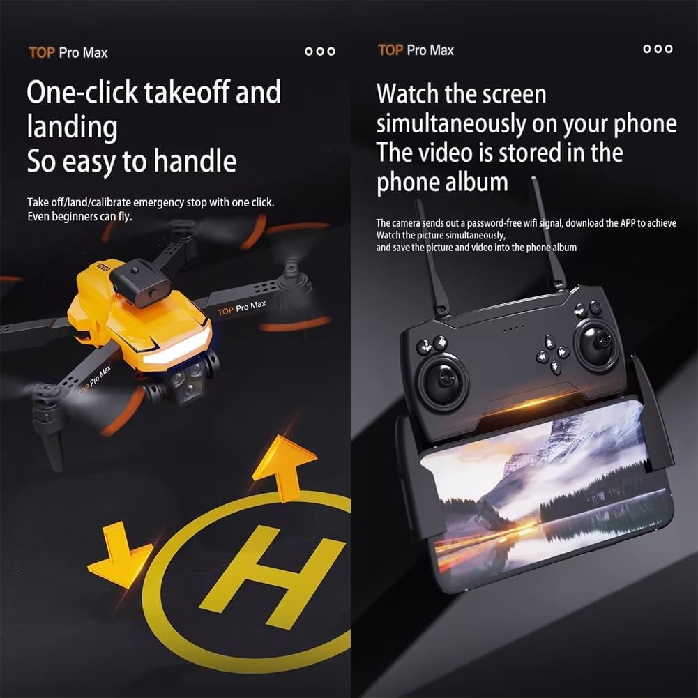 P18 Pro Drone 4K GPS HD Triple Camera Optical Flow Positioning Obstacle Avoidance HD Photography Foldable Quadcopter Drone.(Black Grey
