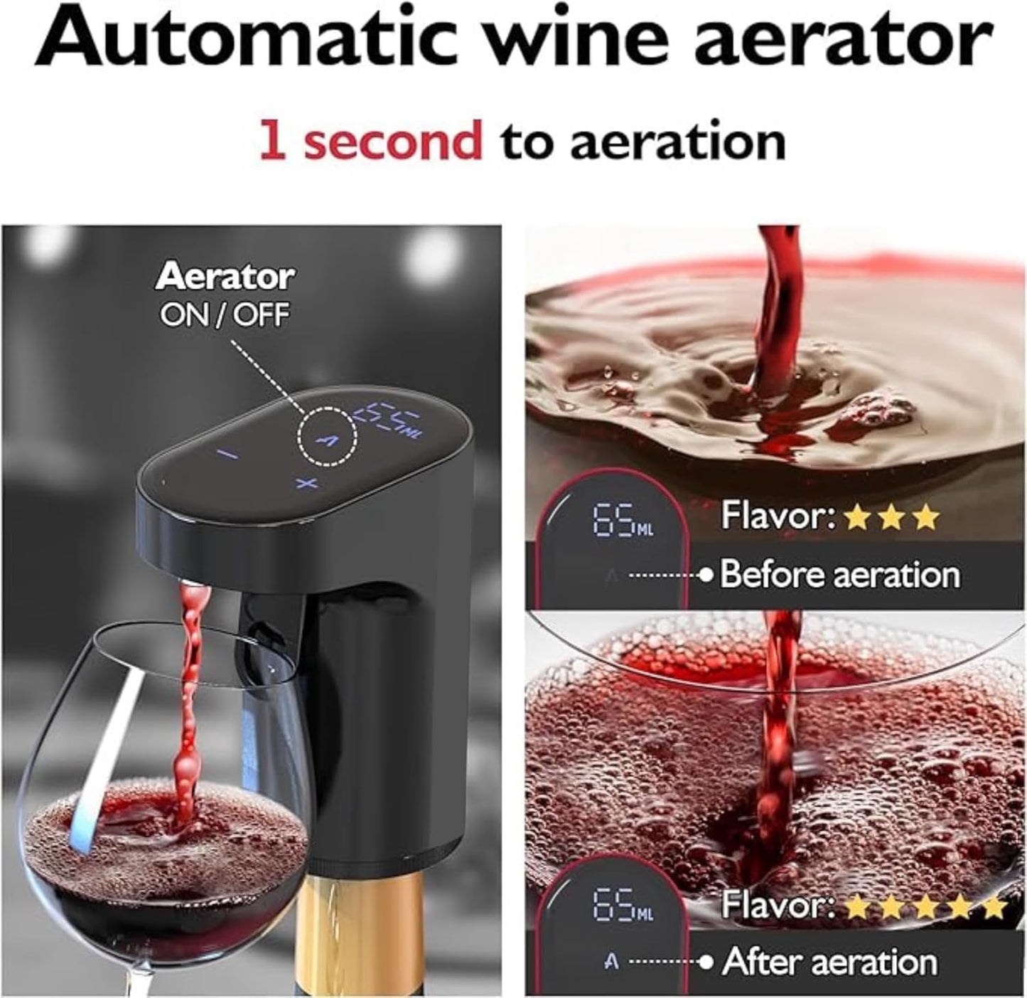 B Creations Electric Peg Measurer Cup Whiskey Wine Decanter Aerator Dispenser Pourer & Bar Accessories for Home, Perfect Pouring Aerating & Gift for Men Women Mom Dad Boss Brother Husband, Black