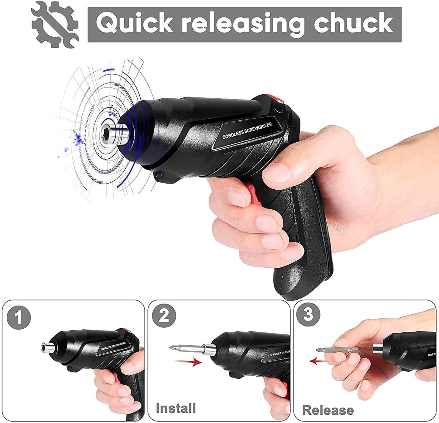 Zen Home 47 in 1 Electric Screwdriver| usb rechargeable mini Screwdriver| Cordless Drill Screwdriver Bits Set |Electric Portable Drill Driver Machine (47 in 1 Electric Screwdriver)