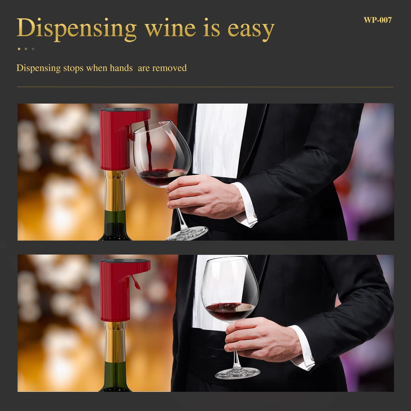 B Creations Electric Peg Measurer Cup Whiskey Wine Decanter Aerator Dispenser Pourer & Bar Accessories for Home, Perfect Pouring Aerating & Gift for Men Women Mom Dad Boss Brother Husband, Black