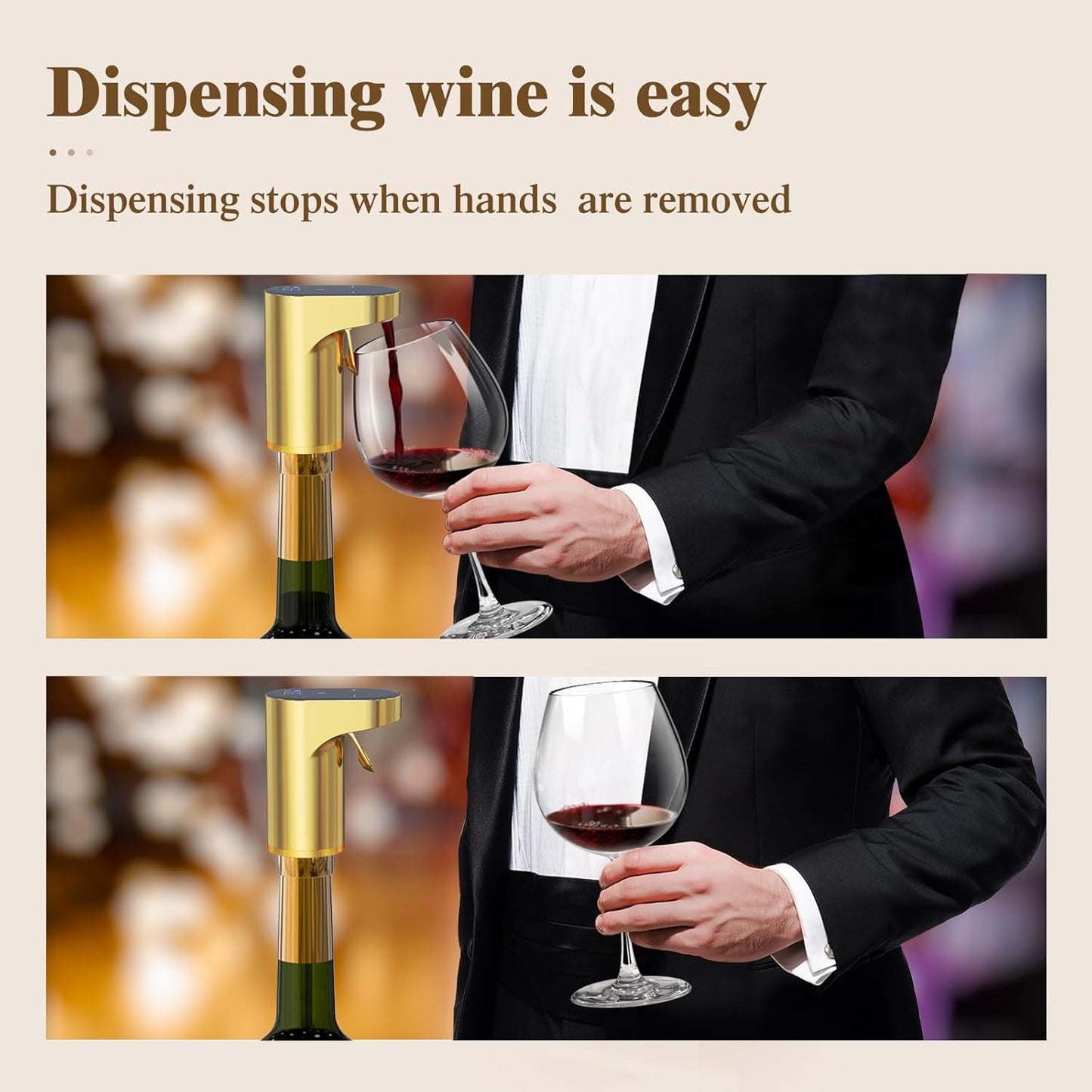 B Creations Electric Peg Measurer Cup Whiskey Wine Decanter Aerator Dispenser Pourer & Bar Accessories for Home, Perfect Pouring Aerating & Gift for Men Women Mom Dad Boss Brother Husband, Black