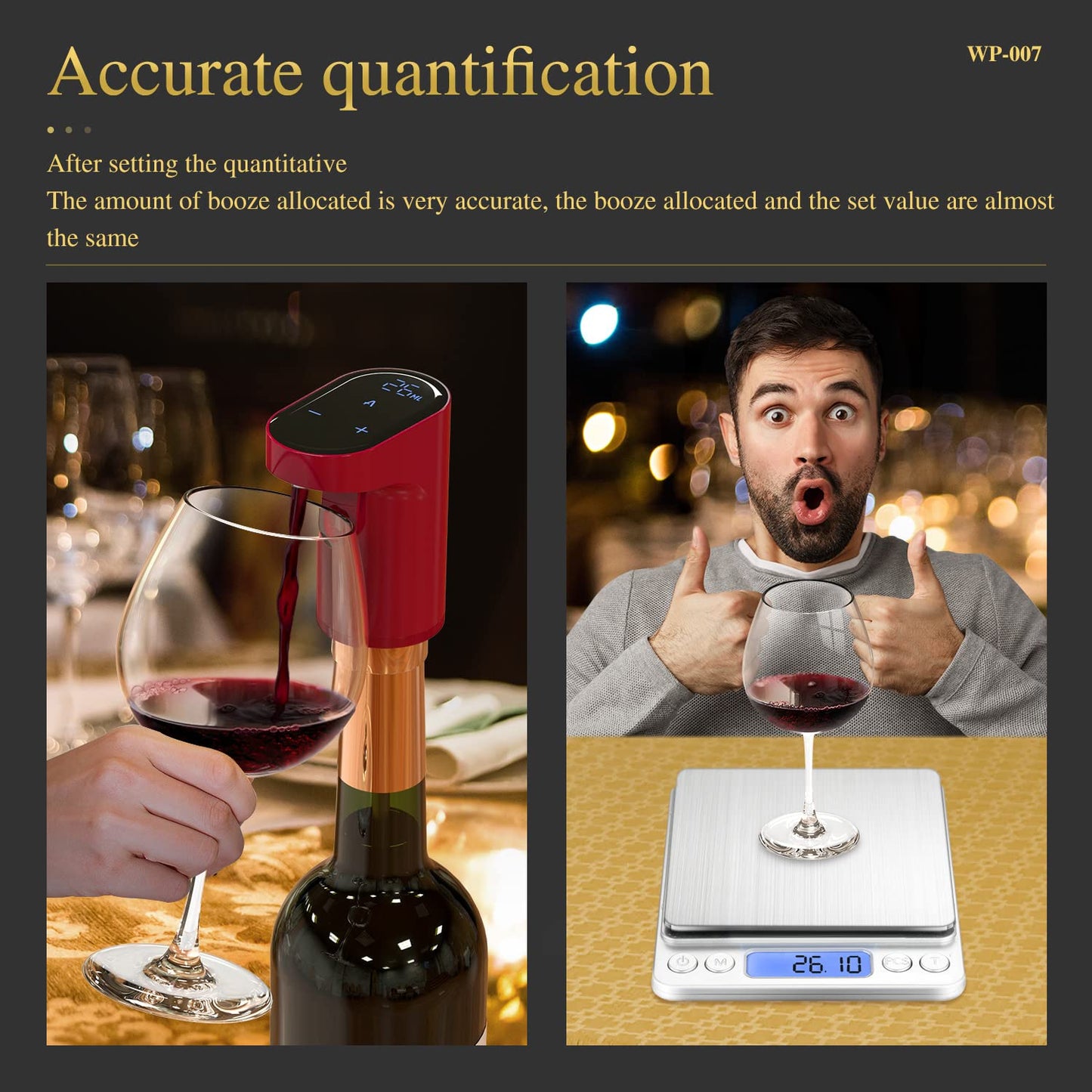B Creations Electric Peg Measurer Cup Whiskey Wine Decanter Aerator Dispenser Pourer & Bar Accessories for Home, Perfect Pouring Aerating & Gift for Men Women Mom Dad Boss Brother Husband, Black