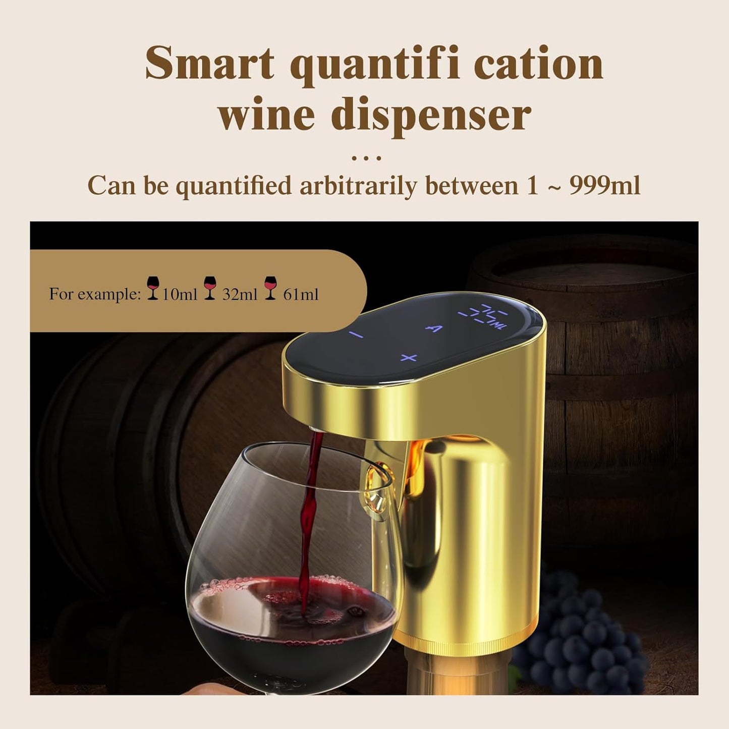 B Creations Electric Peg Measurer Cup Whiskey Wine Decanter Aerator Dispenser Pourer & Bar Accessories for Home, Perfect Pouring Aerating & Gift for Men Women Mom Dad Boss Brother Husband, Black
