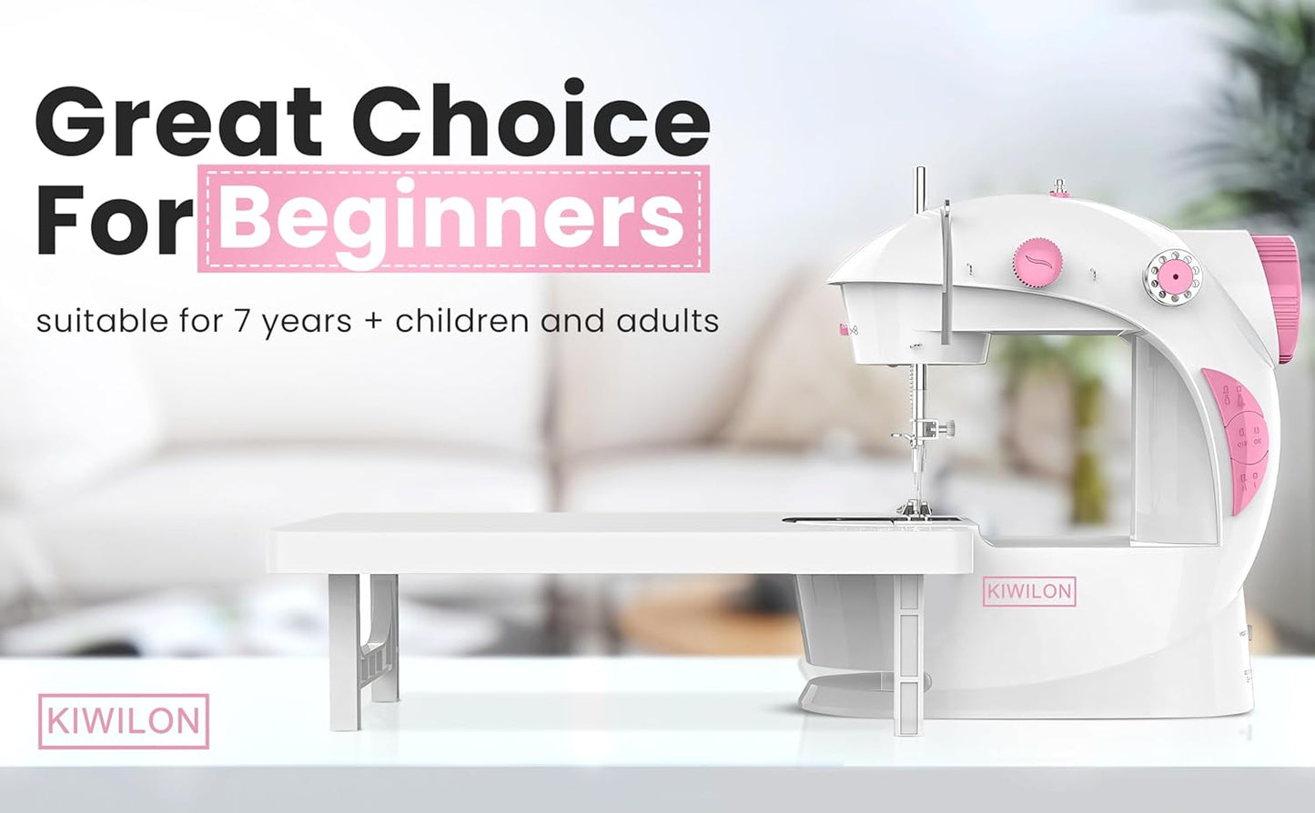 2025 Mini Sewing Machine Electric With Table Set I Stitching Machine For Home Tailoring With Foot Pedal, Adapter, Built-In Focus Light And Sewing Kit I Silai Machine (SM-1-Pink)