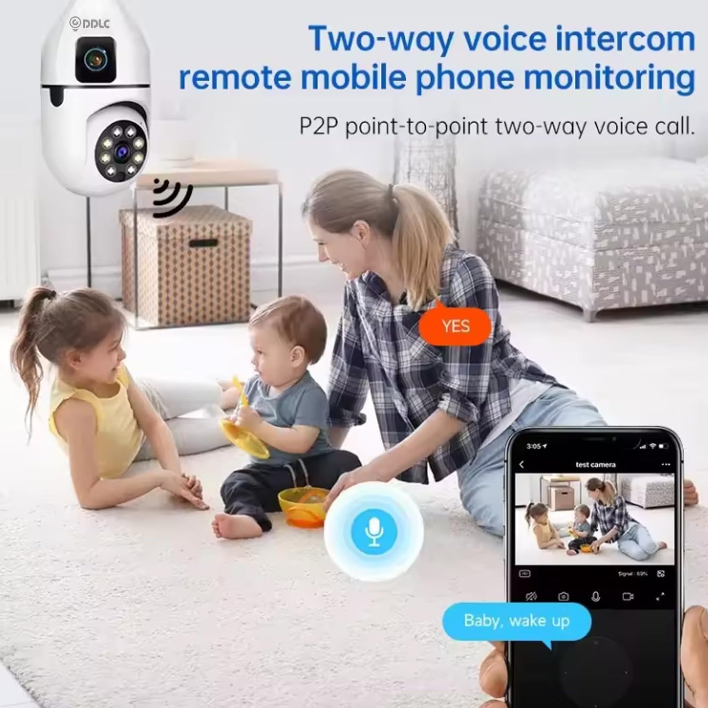 DDC Light Bulb Security, Dual Lens Camera 4mp Light Bulb Camera WiFi Outdoor, Smart 360° 1080p Motion Detection Light Bulb, Home Security Camera (Dual Lens Light Bulb)