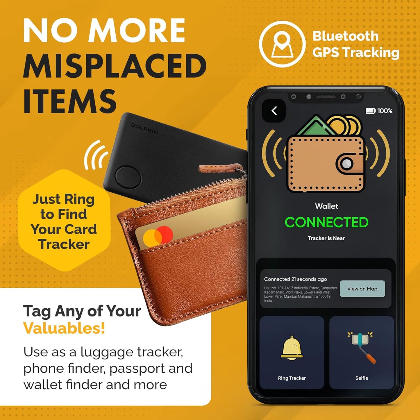 Smart Sleek Card Tracker, Android and iOS Compatible, Alternative to GPS Tracker for Locating Items Within Approximate Distance, Bluetooth Luggage and Wallet Tracker, 2 Pieces, Black