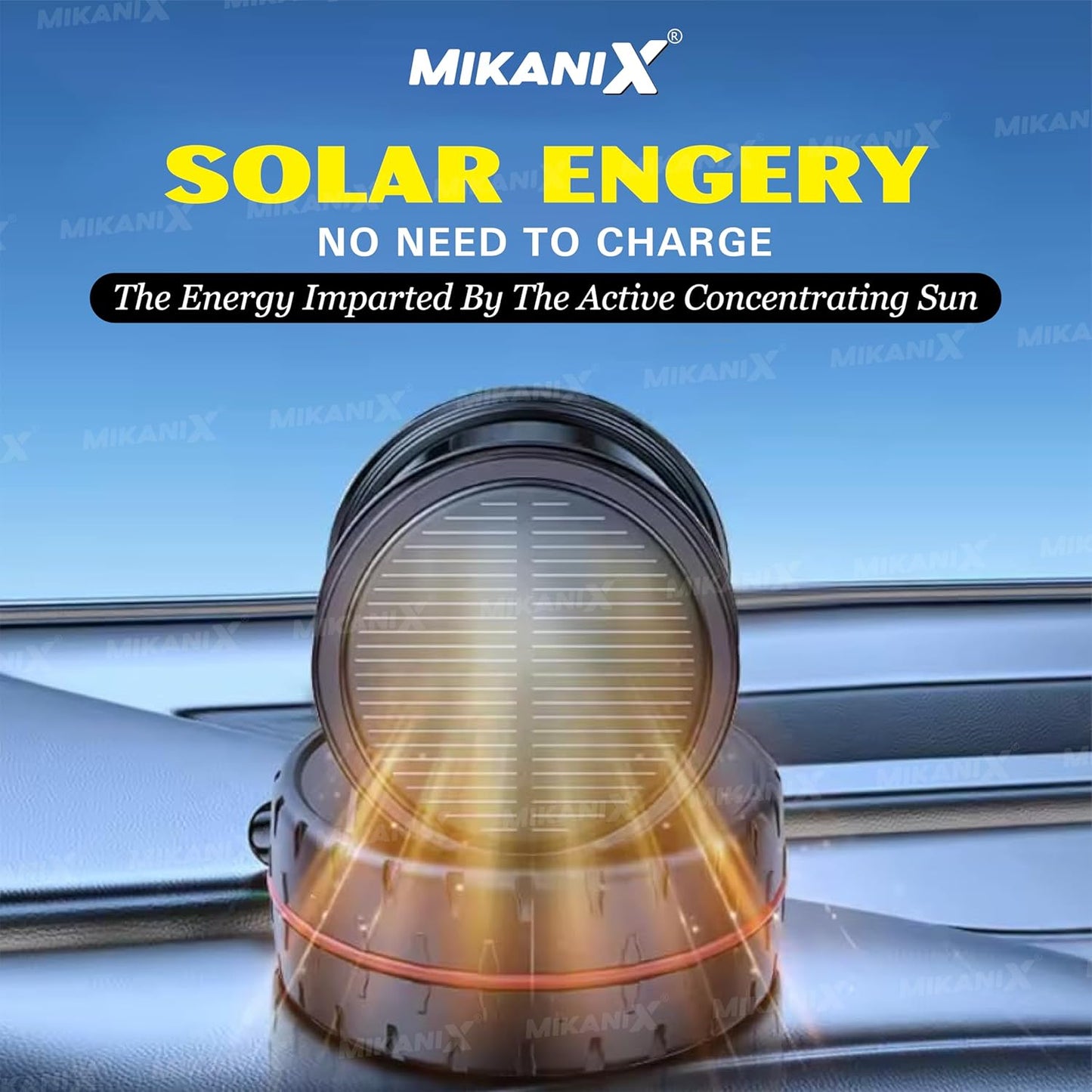 NIX Solar Rotating Car Dashboard Air Freshener/Perfume Diffuser | Metal Body & Alloy Wheel Hub Design with Perfume Liquid for Car Interior.
