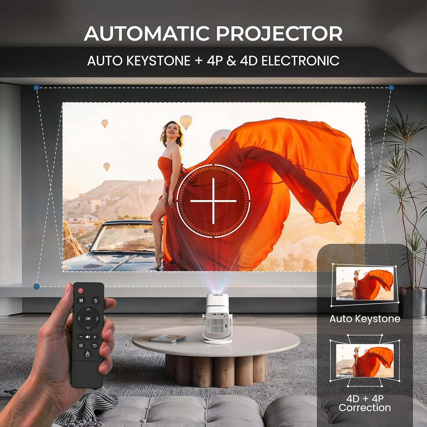 Atom 3X | Real Full HD 1080p Native, 13.0 Automatic Android Projector | 300 ISO | Rotatable Design | 4K HDR Support | Inbuilt Netflix, Prime | ARC-HDMI, USB, Wifi-6, BT, Screen Mirroring, Egate