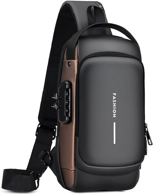 Quick Sling Bag for Men | Stylish Crossbody Backpack | Waterproof Polyester Slim Unisex Crossbody Chest Backpack | Leisure Travel Handbag | Anti-Theft Chest Bag With USB Charging Port