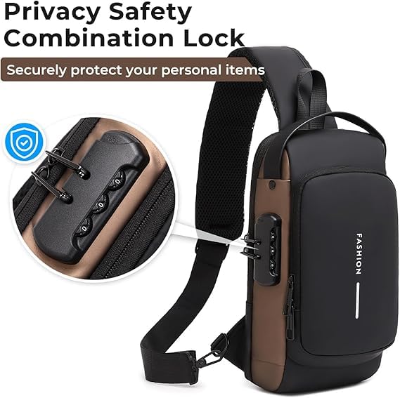 Quick Sling Bag for Men | Stylish Crossbody Backpack | Waterproof Polyester Slim Unisex Crossbody Chest Backpack | Leisure Travel Handbag | Anti-Theft Chest Bag With USB Charging Port