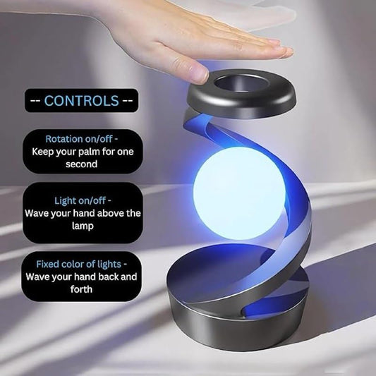 Spiral Rotating Desk Lamp | RGB Spiral Rotating Moon Lamp | Multicolor LED Levitating Night Light Modern Table Lamp | 3D Visual Levitation Ball 360° Spiral Rotating Desk Lamp