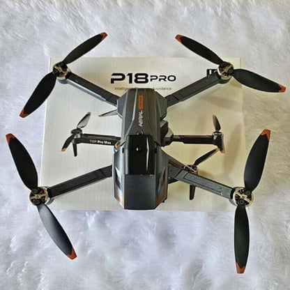 P18 Pro Drone 4K GPS HD Triple Camera Optical Flow Positioning Obstacle Avoidance HD Photography Foldable Quadcopter Drone.(Black Grey