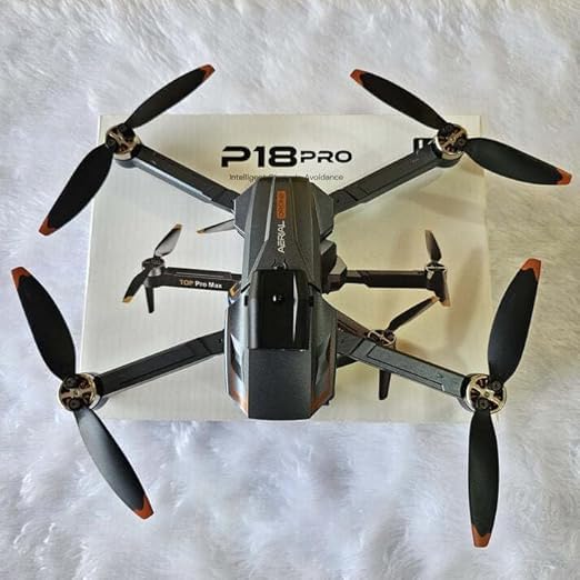 P18 Pro Drone 4K GPS HD Triple Camera Optical Flow Positioning Obstacle Avoidance HD Photography Foldable Quadcopter Drone.(Black Grey