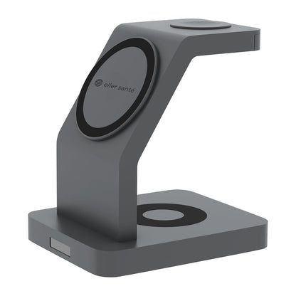 eller santé® Wireless Charger 3-in-1 23W Magnetic Mag-Safe for iPhone 16/16 Plus/16 Pro/16 Pro Max, 15/15 Plus/15 Pro/15 Pro Max,14/13/12, Airpods 3rd/2nd gen, Series 9/8/7/6/5/4/SE-Black
