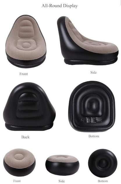 HI TOP 2-in-1 Inflatable Lounge Chair with Footstool & Electric Air Pump – Portable Sofa for Indoor & Outdoor Use
