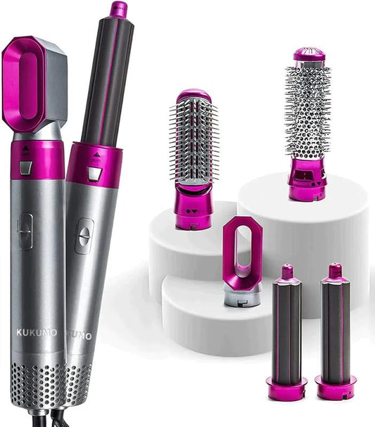 5 In 1 Hair Dryer Air Brush Styler and Voluzer Hair Straightener Curler Comb Negative Ion One Step Hair Dryer Brush CHK_58