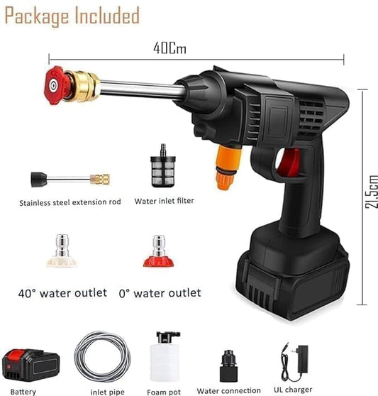 smuk (Double_Battery) Cordless Portable Wireless Pressure Washer Gun 48V 12000mah High Pressure Water Gun for Car Wash Bike Washing 3In1 Car Duster Stickers|Heavy Drying Duty Vacuum Nozzle 5M