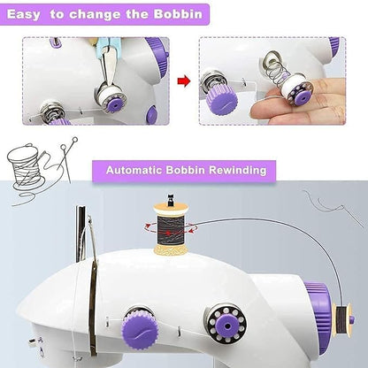 2025 Mini Sewing Machine Electric With Table Set I Stitching Machine For Home Tailoring With Foot Pedal, Adapter, Built-In Focus Light And Sewing Kit I Silai Machine (SM-1-Pink)