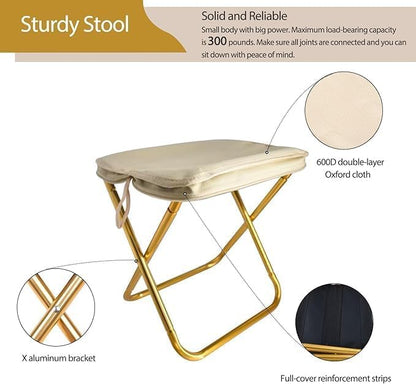 Camping Stool | Foldable Chairs Outdoor | Pack Camping Stool | Portable Folding Stool | 1.6Lbs Collapsible Camp Outdoor Footstool for Travel | Walking | Hiking | Fishing | Picnic Barbecue