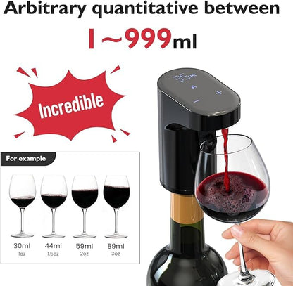 B Creations Electric Peg Measurer Cup Whiskey Wine Decanter Aerator Dispenser Pourer & Bar Accessories for Home, Perfect Pouring Aerating & Gift for Men Women Mom Dad Boss Brother Husband, Black