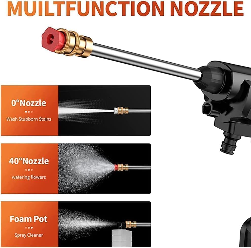 smuk (Double_Battery) Cordless Portable Wireless Pressure Washer Gun 48V 12000mah High Pressure Water Gun for Car Wash Bike Washing 3In1 Car Duster Stickers|Heavy Drying Duty Vacuum Nozzle 5M