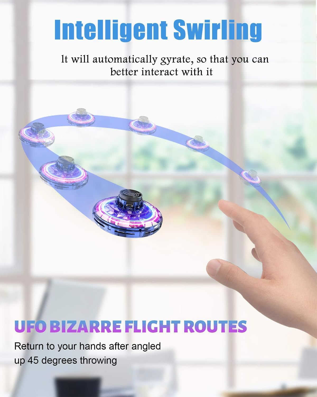 FamilyFeves Hand Spinner | Magical Spinner, Flying Ball, Fidget Spinner Toy Hand Controlled Boomerang Hover UFO Flying Spinner, Gyro Flying Spinner Cool Toys Stress Relif Toy Gifts