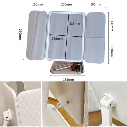 JUKKRE Vanity Makeup Mirror,1X/2X/3X Tri-fold Makeup Mirror with 21 Led Lights, Adjustable Touch Screen Lighted Mirror Dressing Mirrors, Gift for Women(White)