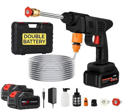 smuk (Double_Battery) Cordless Portable Wireless Pressure Washer Gun 48V 12000mah High Pressure Water Gun for Car Wash Bike Washing 3In1 Car Duster Stickers|Heavy Drying Duty Vacuum Nozzle 5M