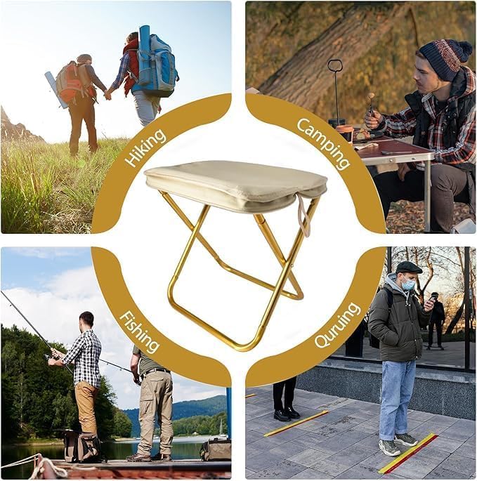 Camping Stool | Foldable Chairs Outdoor | Pack Camping Stool | Portable Folding Stool | 1.6Lbs Collapsible Camp Outdoor Footstool for Travel | Walking | Hiking | Fishing | Picnic Barbecue