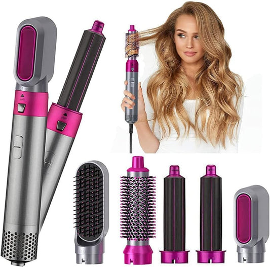 5 In 1 Hair Dryer Air Brush Styler and Voluzer Hair Straightener Curler Comb Negative Ion One Step Hair Dryer Brush CHK_58