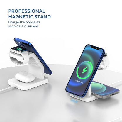 eller santé® Wireless Charger 3-in-1 23W Magnetic Mag-Safe for iPhone 16/16 Plus/16 Pro/16 Pro Max, 15/15 Plus/15 Pro/15 Pro Max,14/13/12, Airpods 3rd/2nd gen, Series 9/8/7/6/5/4/SE-Black