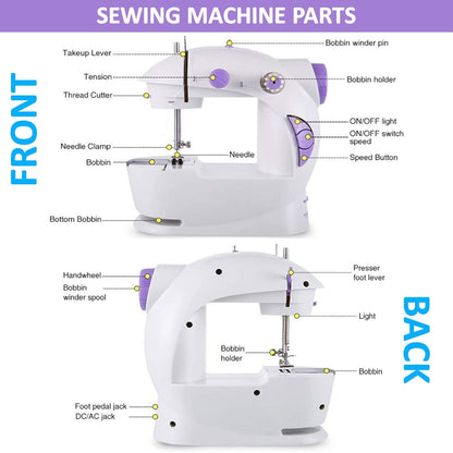 2025 Mini Sewing Machine Electric With Table Set I Stitching Machine For Home Tailoring With Foot Pedal, Adapter, Built-In Focus Light And Sewing Kit I Silai Machine (SM-1-Pink)