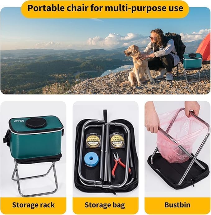 Camping Stool | Foldable Chairs Outdoor | Pack Camping Stool | Portable Folding Stool | 1.6Lbs Collapsible Camp Outdoor Footstool for Travel | Walking | Hiking | Fishing | Picnic Barbecue