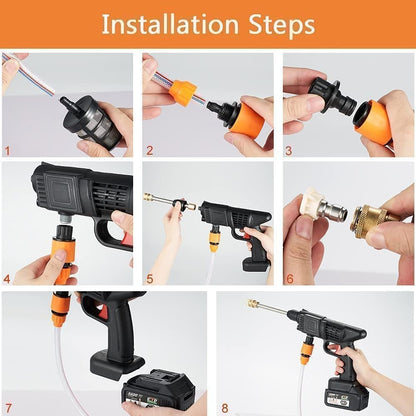 smuk (Double_Battery) Cordless Portable Wireless Pressure Washer Gun 48V 12000mah High Pressure Water Gun for Car Wash Bike Washing 3In1 Car Duster Stickers|Heavy Drying Duty Vacuum Nozzle 5M